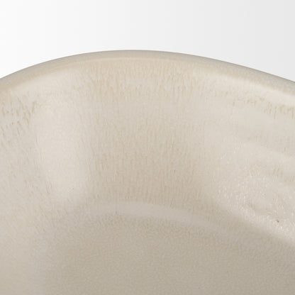 Tyren Cream Glazed Decorative Oblong Ceramic Bowl
