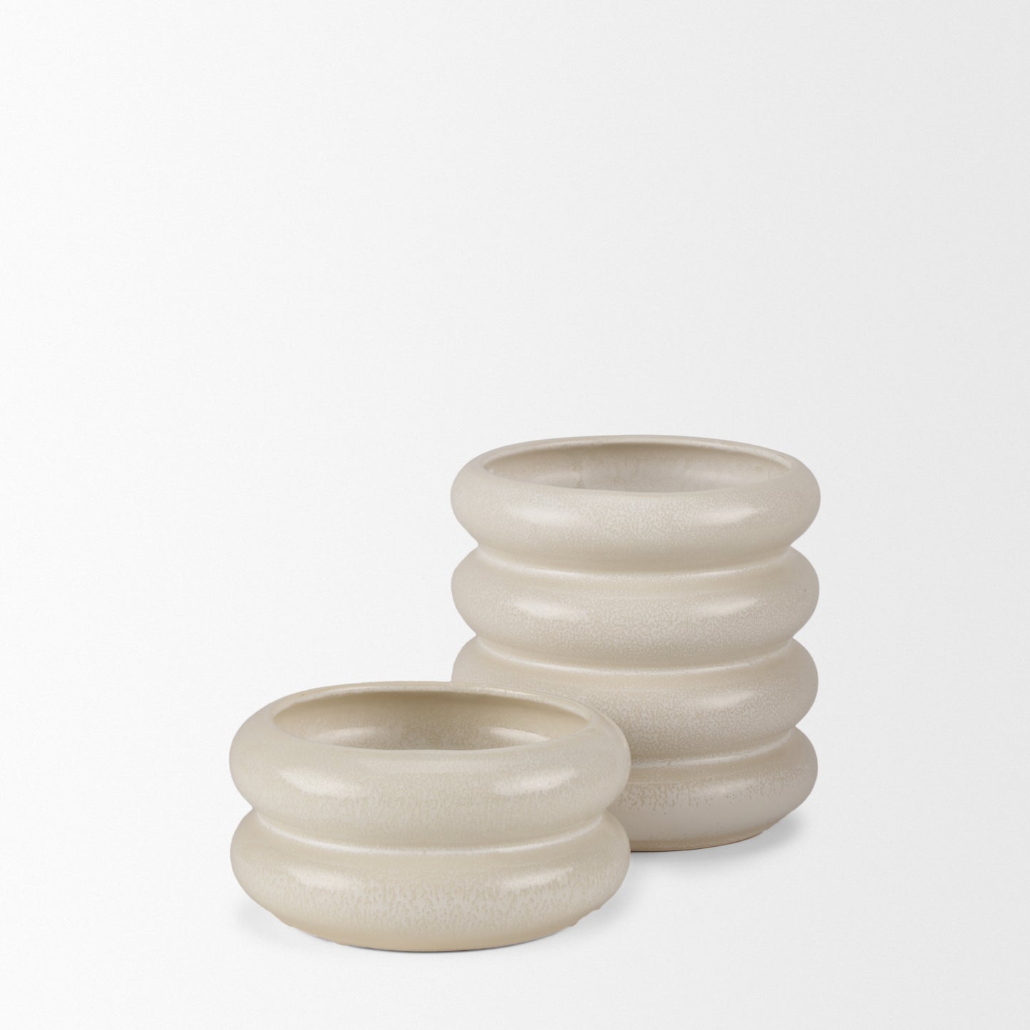 Twyla Short Cream Glazed Ring Pot
