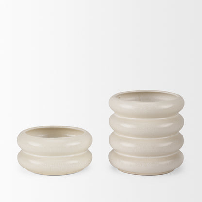 Twyla Short Cream Glazed Ring Pot