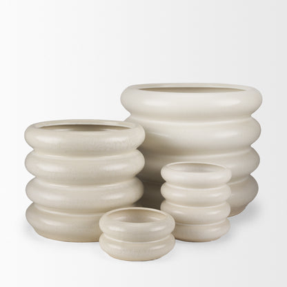 Twyla Short Cream Glazed Floor Vase