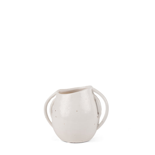 Urvi Short Off White Speckled Asymmetrical Ceramic Vase