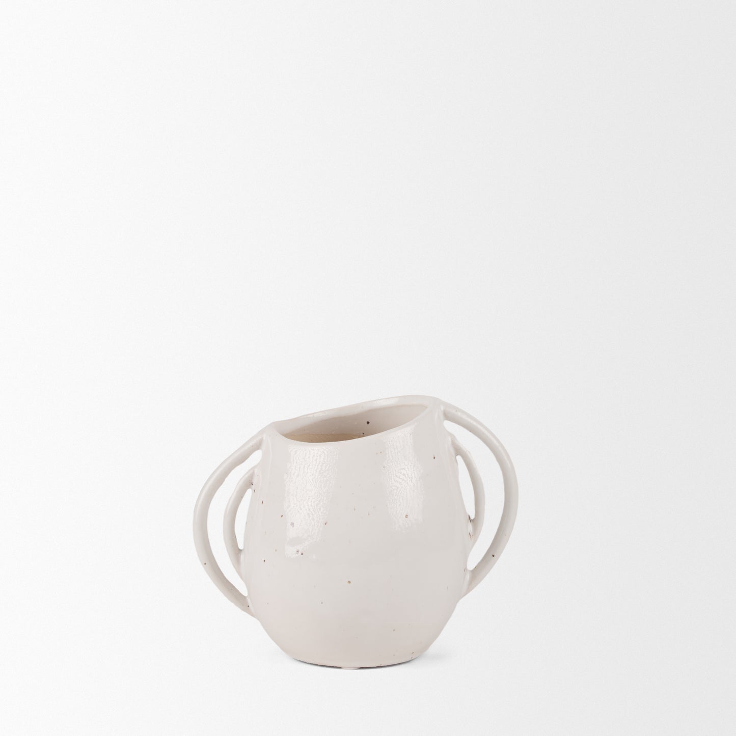 Urvi Short Off White Speckled Asymmetrical Ceramic Vase