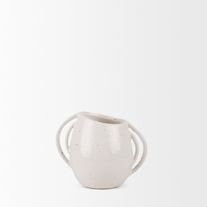 Urvi Short Off White Speckled Asymmetrical Ceramic Vase