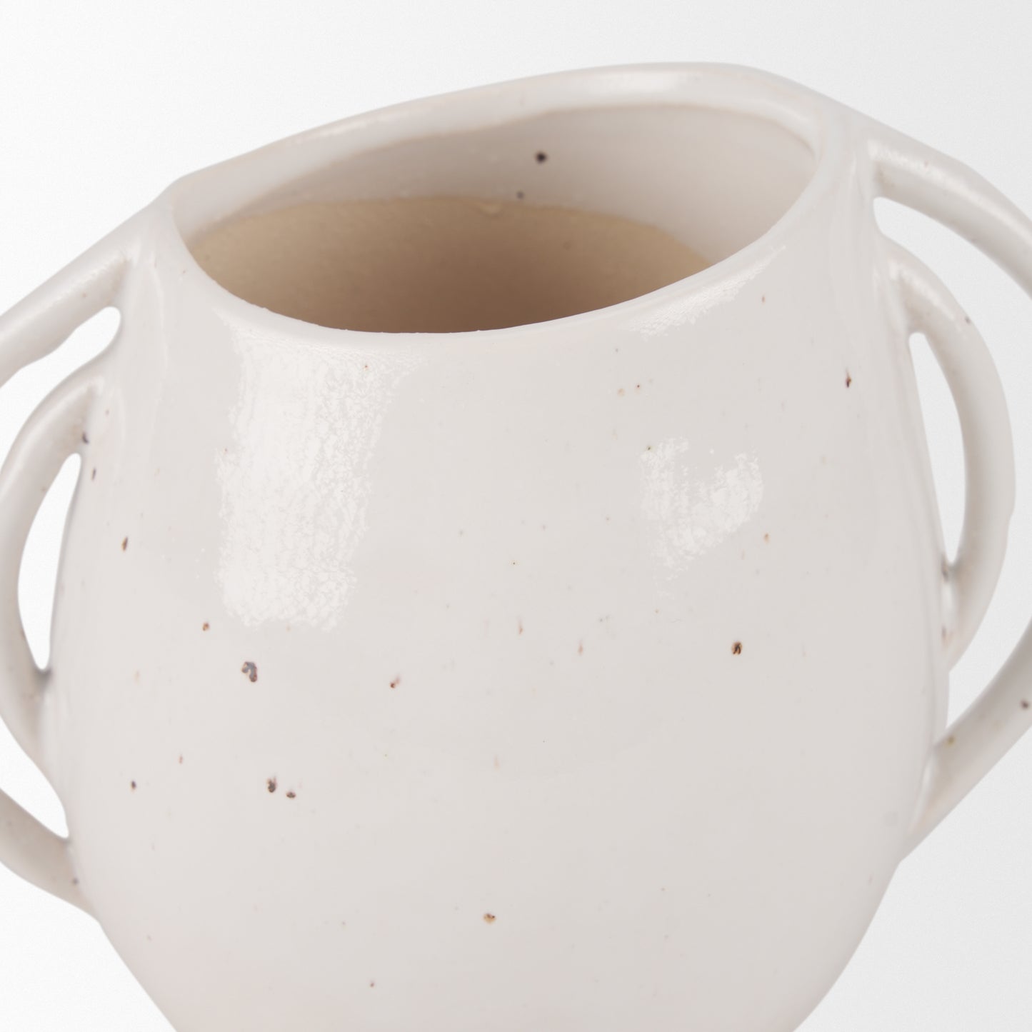 Urvi Short Off White Speckled Asymmetrical Ceramic Vase