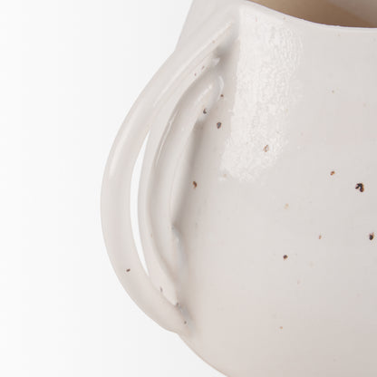 Urvi Short Off White Speckled Asymmetrical Ceramic Vase