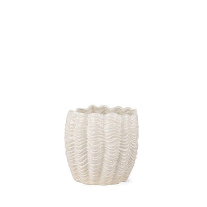 Velia Short Seashell Sculptural Cream Glazed Ceramic Vase