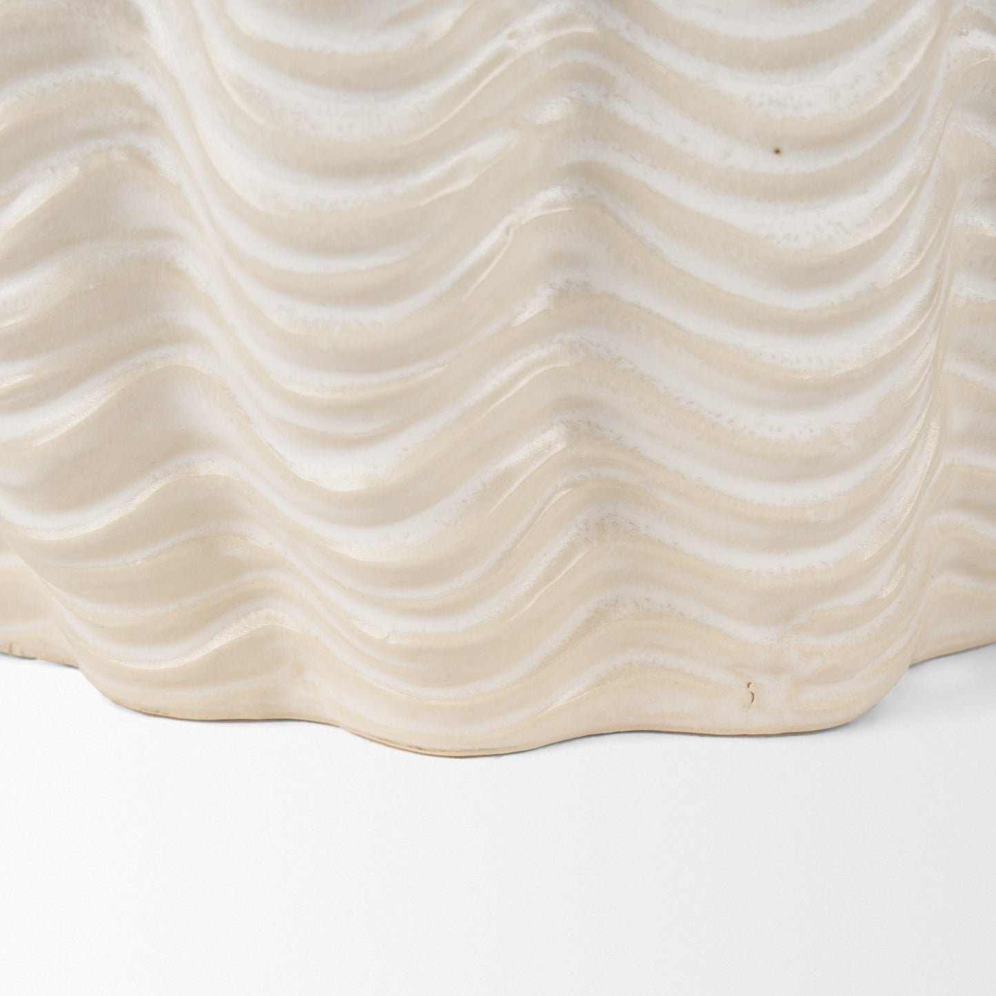 Velia Short Seashell Sculptural Cream Glazed Ceramic Vase