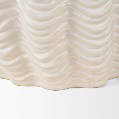 Velia Short Seashell Sculptural Cream Glazed Ceramic Vase