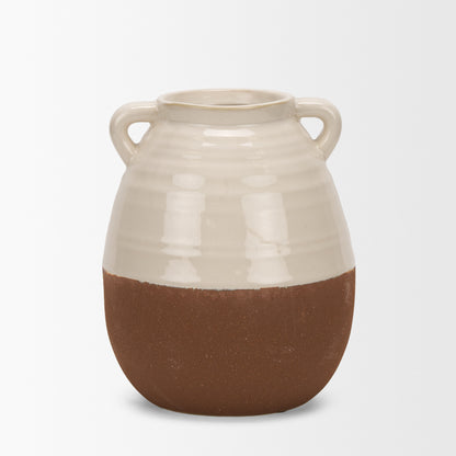 Tryna Small Beige w/ Matte Brown Ceramic Vase