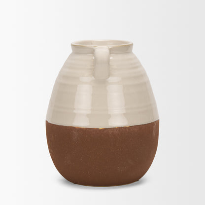 Tryna Small Beige w/ Matte Brown Ceramic Vase