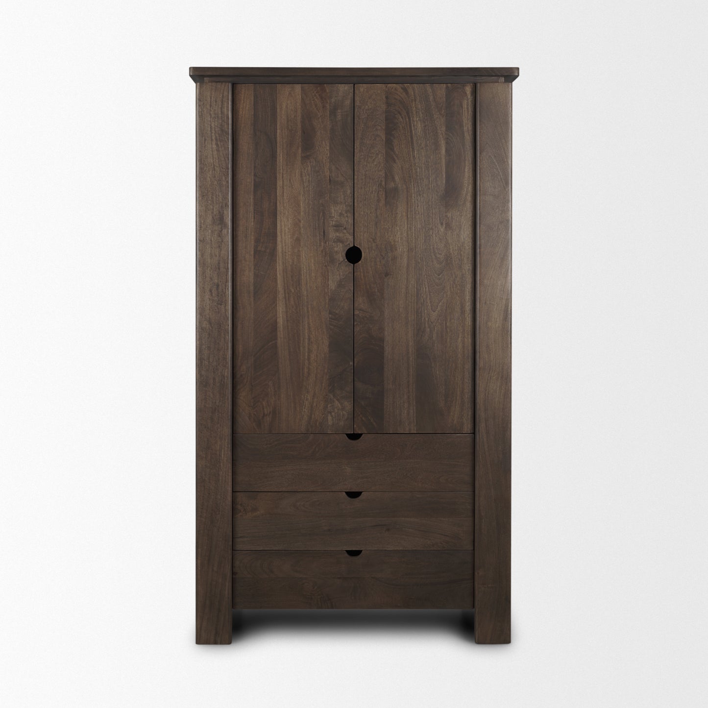 Wallen Solid Dark Brown Wood Curio Cabinet