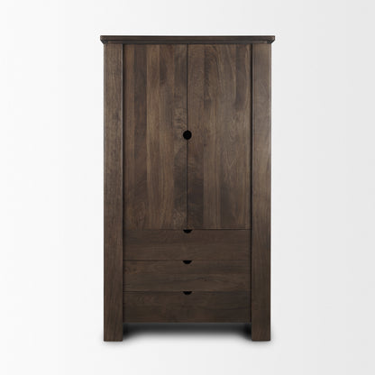 Wallen Solid Dark Brown Wood Curio Cabinet