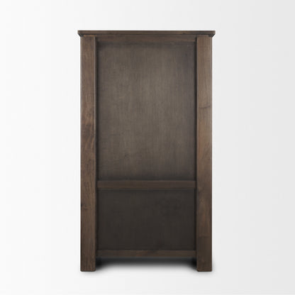 Wallen Solid Dark Brown Wood Curio Cabinet