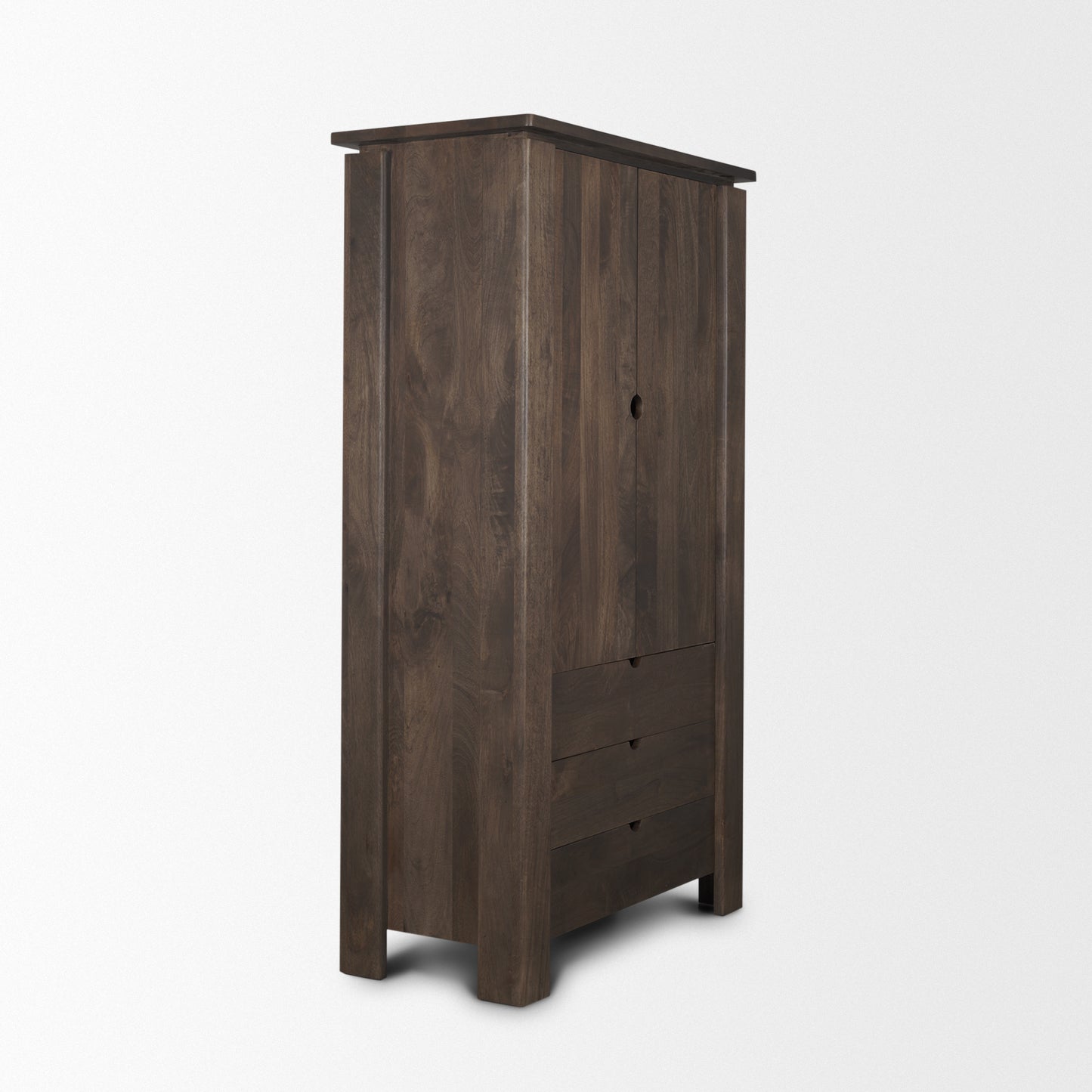 Wallen Solid Dark Brown Wood Curio Cabinet