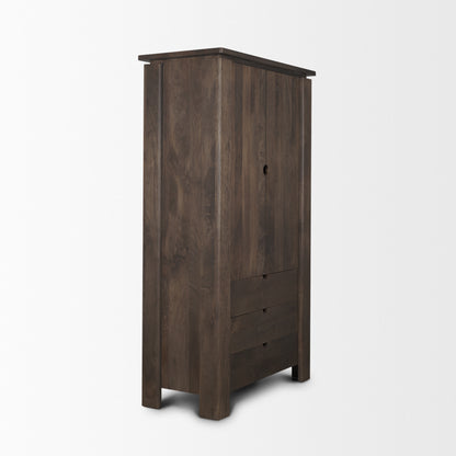 Wallen Solid Dark Brown Wood Curio Cabinet