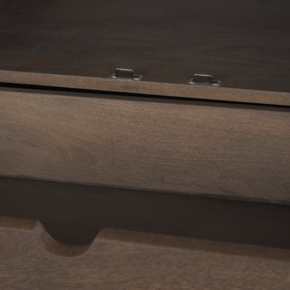 Wallen Solid Dark Brown Wood Curio Cabinet