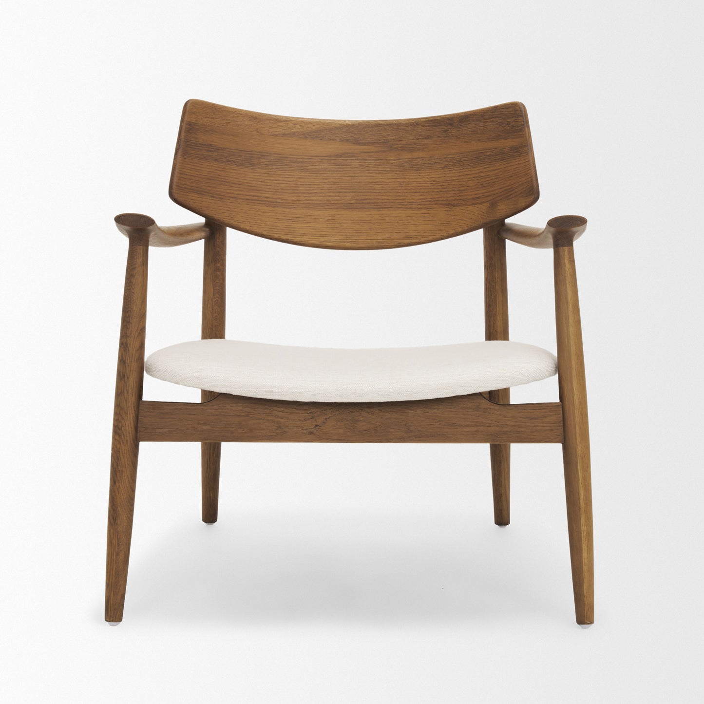 Haggen Medium Brown Oak Wood w/ Cream Fabric Accent Chair