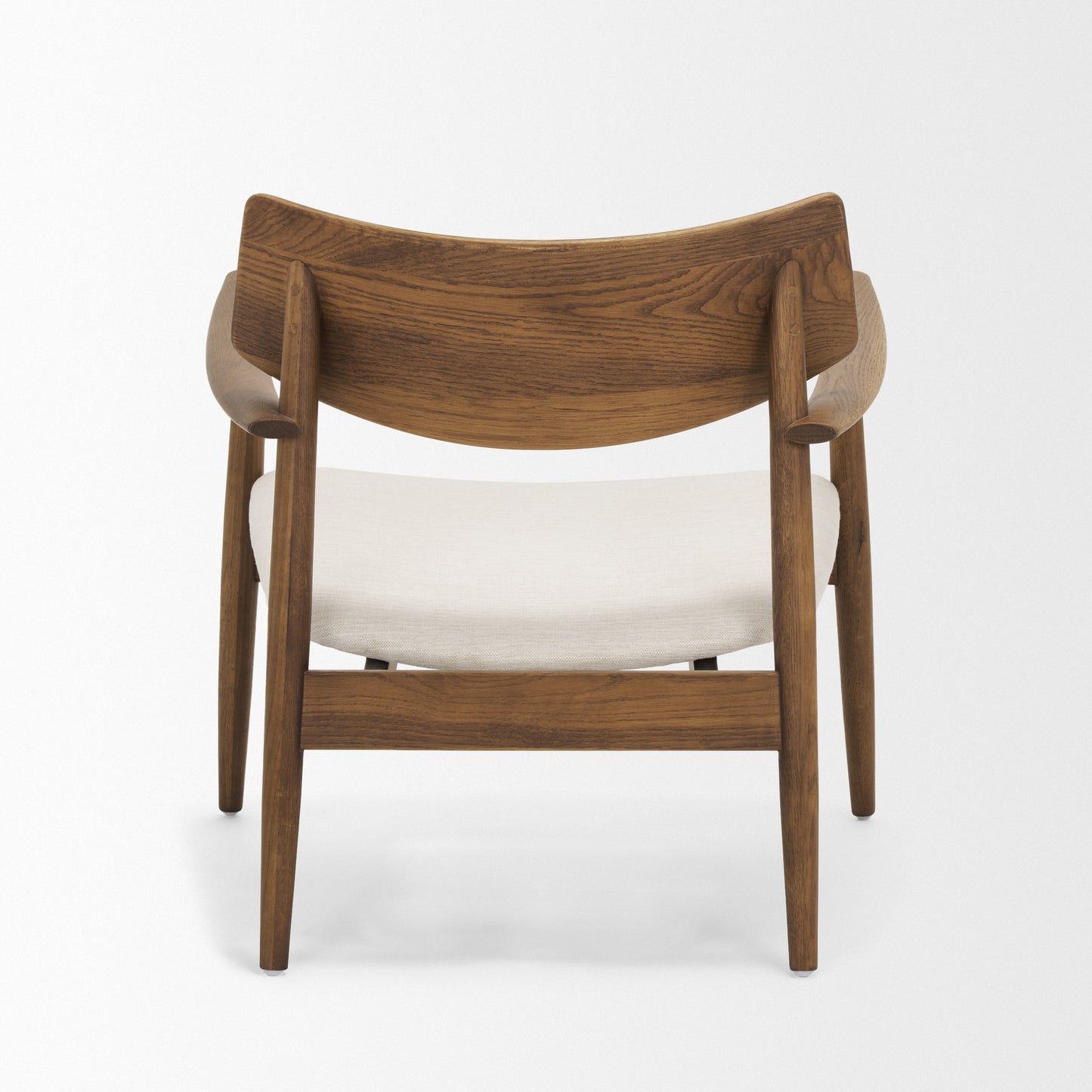 Haggen Medium Brown Oak Wood w/ Cream Fabric Accent Chair