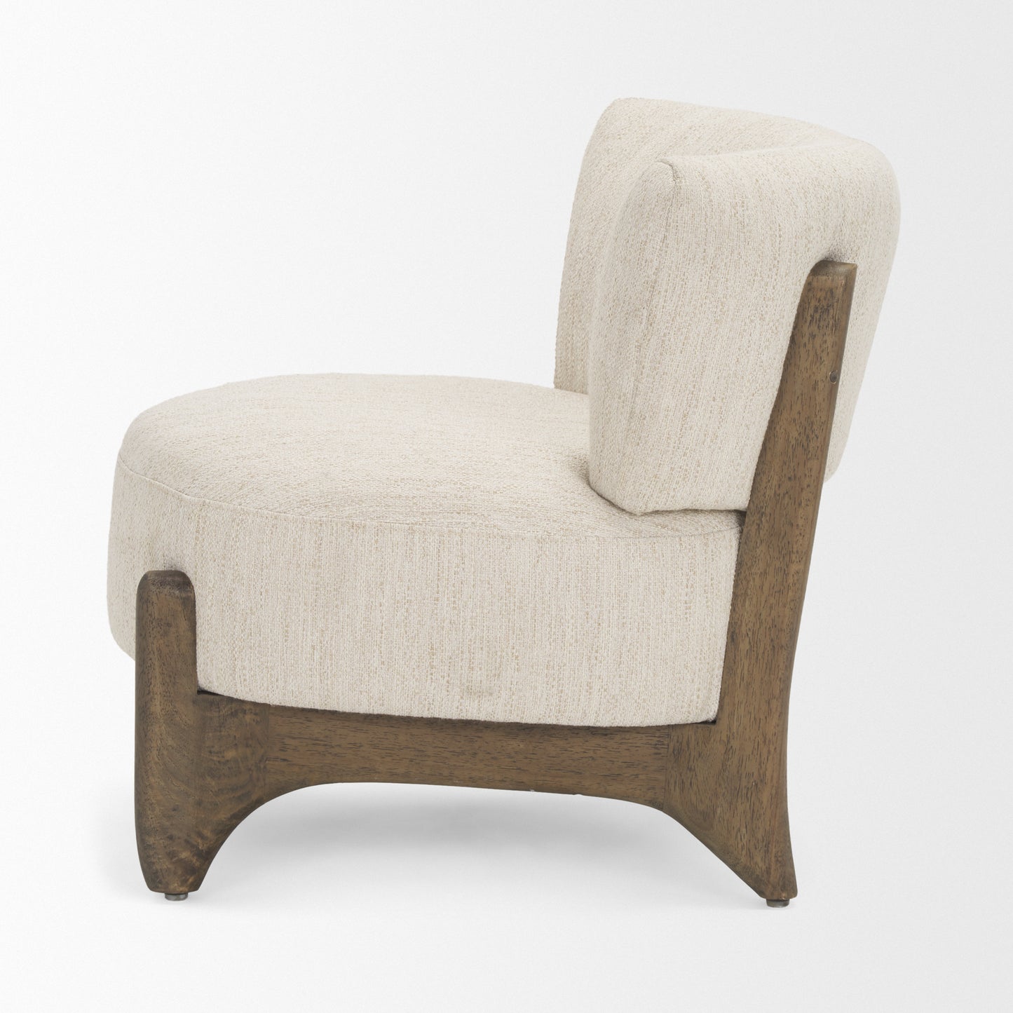 Vyra Dark Brown Wood w/ Cream Fabric Accent Chair