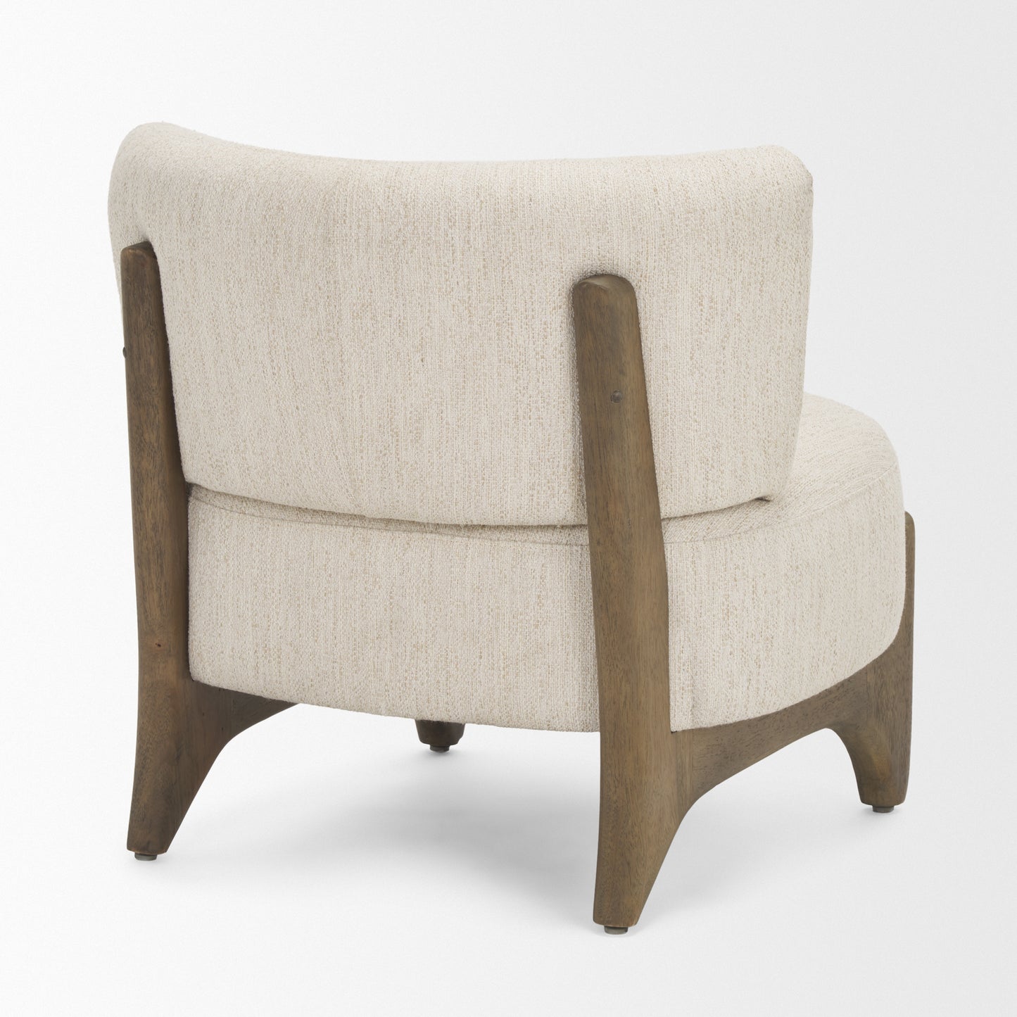 Vyra Dark Brown Wood w/ Cream Fabric Accent Chair