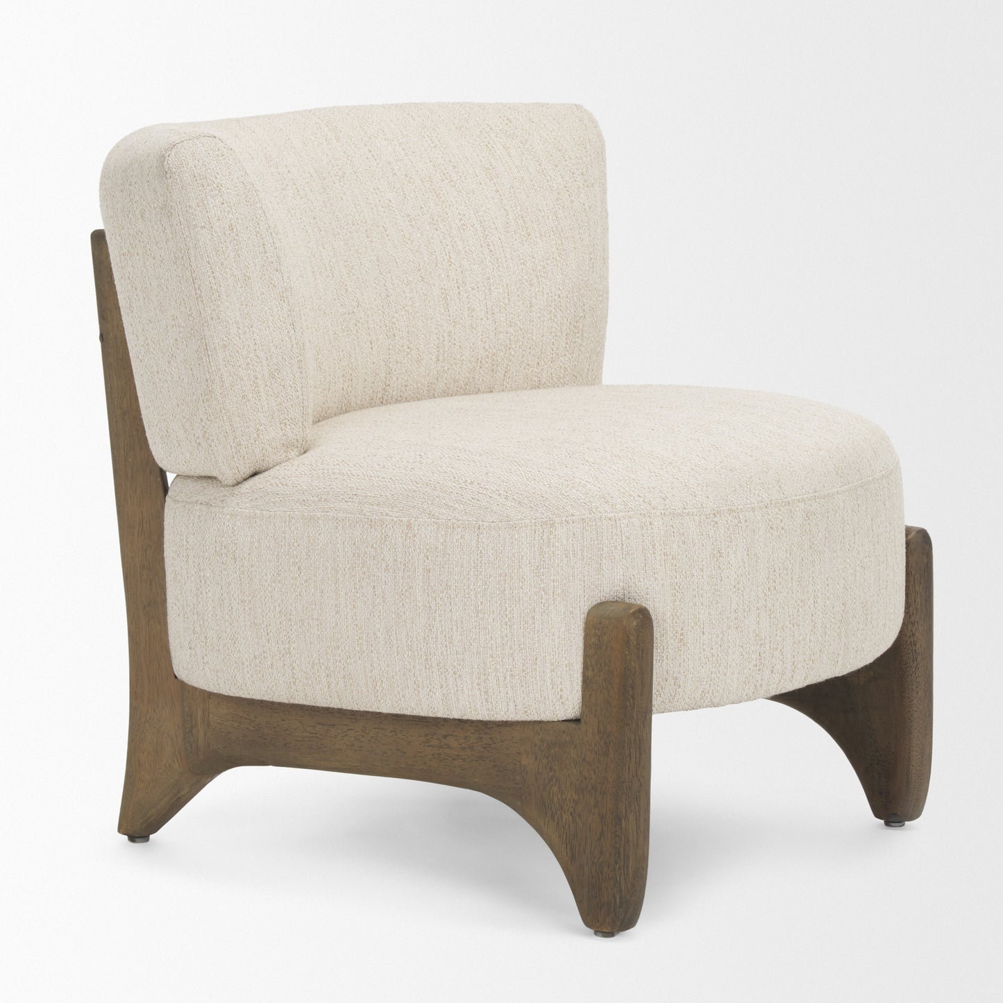 Vyra Dark Brown Wood w/ Cream Fabric Accent Chair