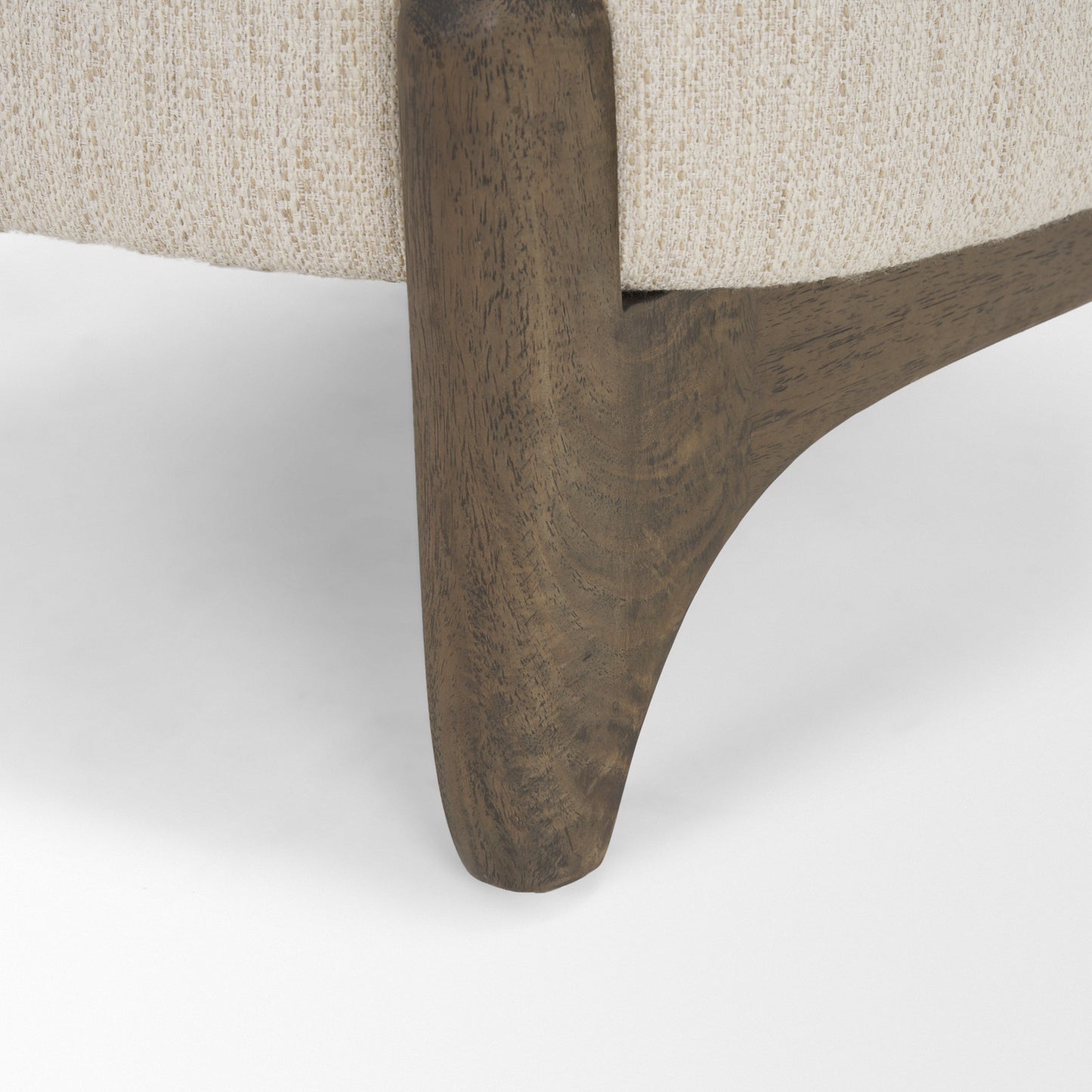 Vyra Dark Brown Wood w/ Cream Fabric Accent Chair