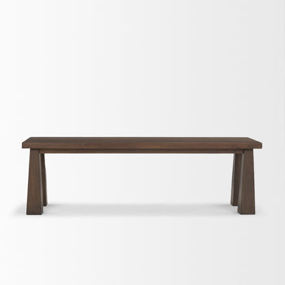 Wolcott Rectangular Dark Brown Solid Wood Bench