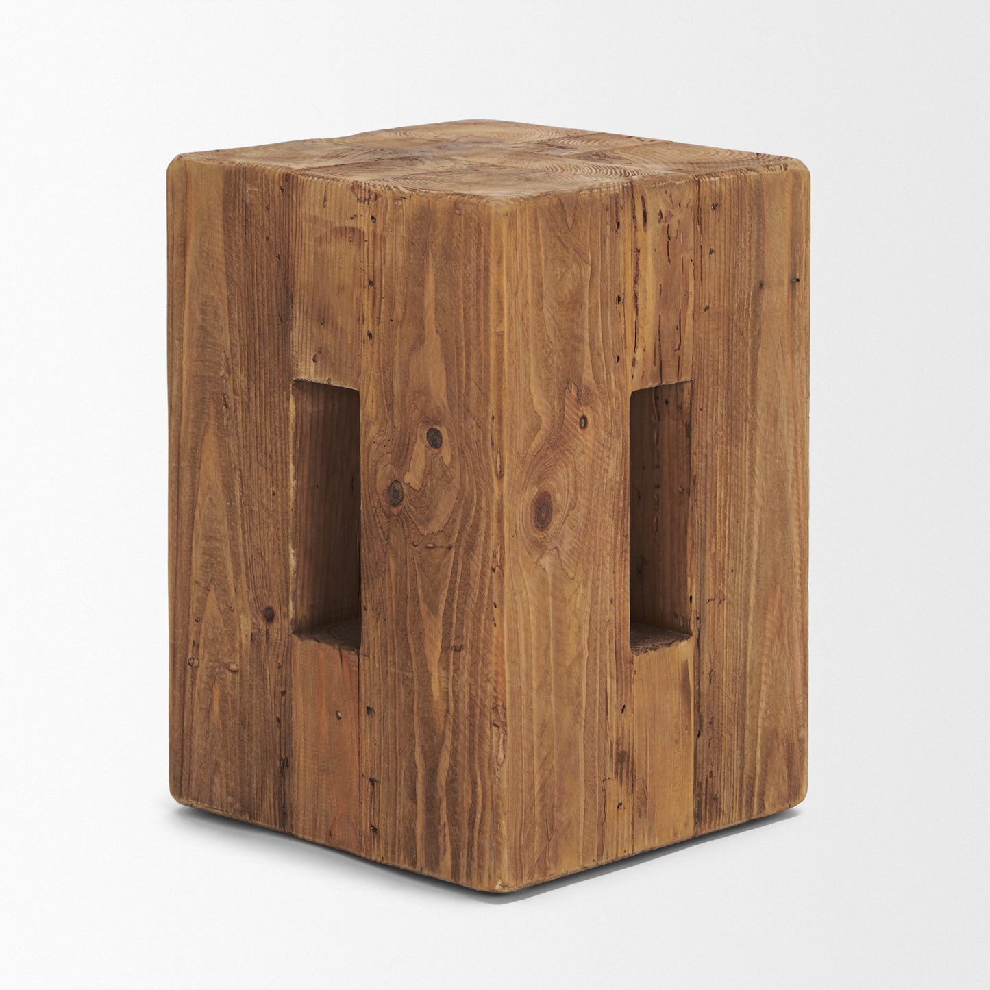 Waylen Natural Wood Block Accent Stool