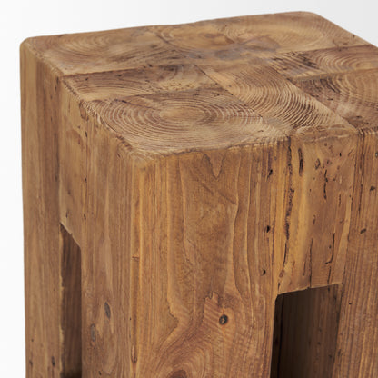 Waylen Natural Wood Block Accent Stool
