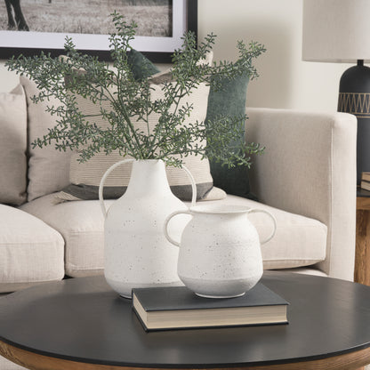 Treva Small White w/ Black Speckles Metal Vase