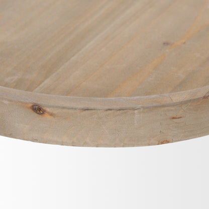 Virve Round Light Brown Wood w/ Gray Wash Wooden Trays