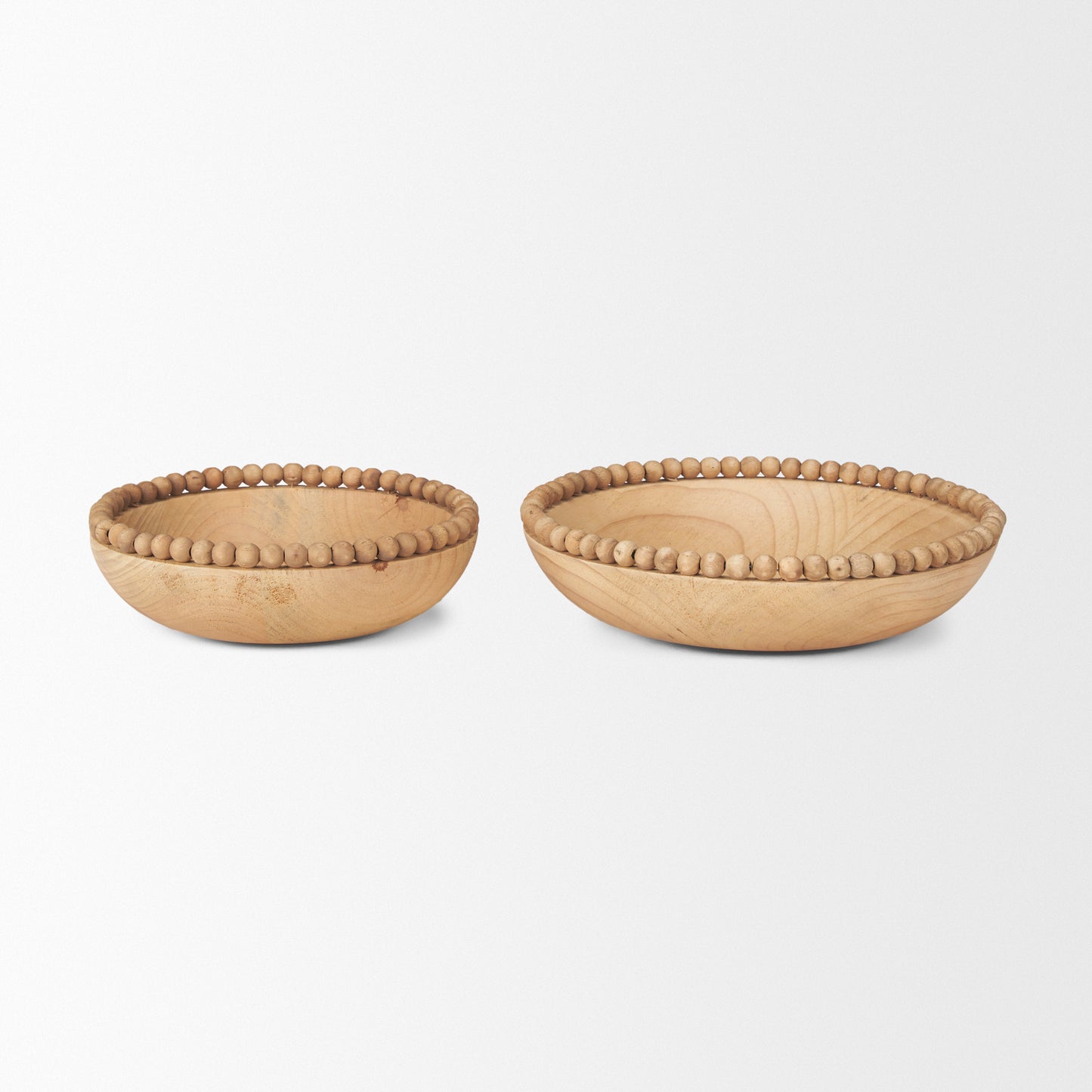 Wendell Light Brown Wood w/ Wood Bead Round Bowls