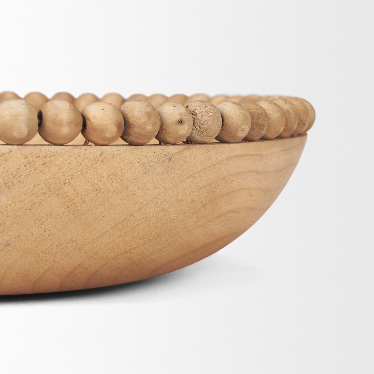 Wendell Light Brown Wood w/ Wood Bead Round Bowls