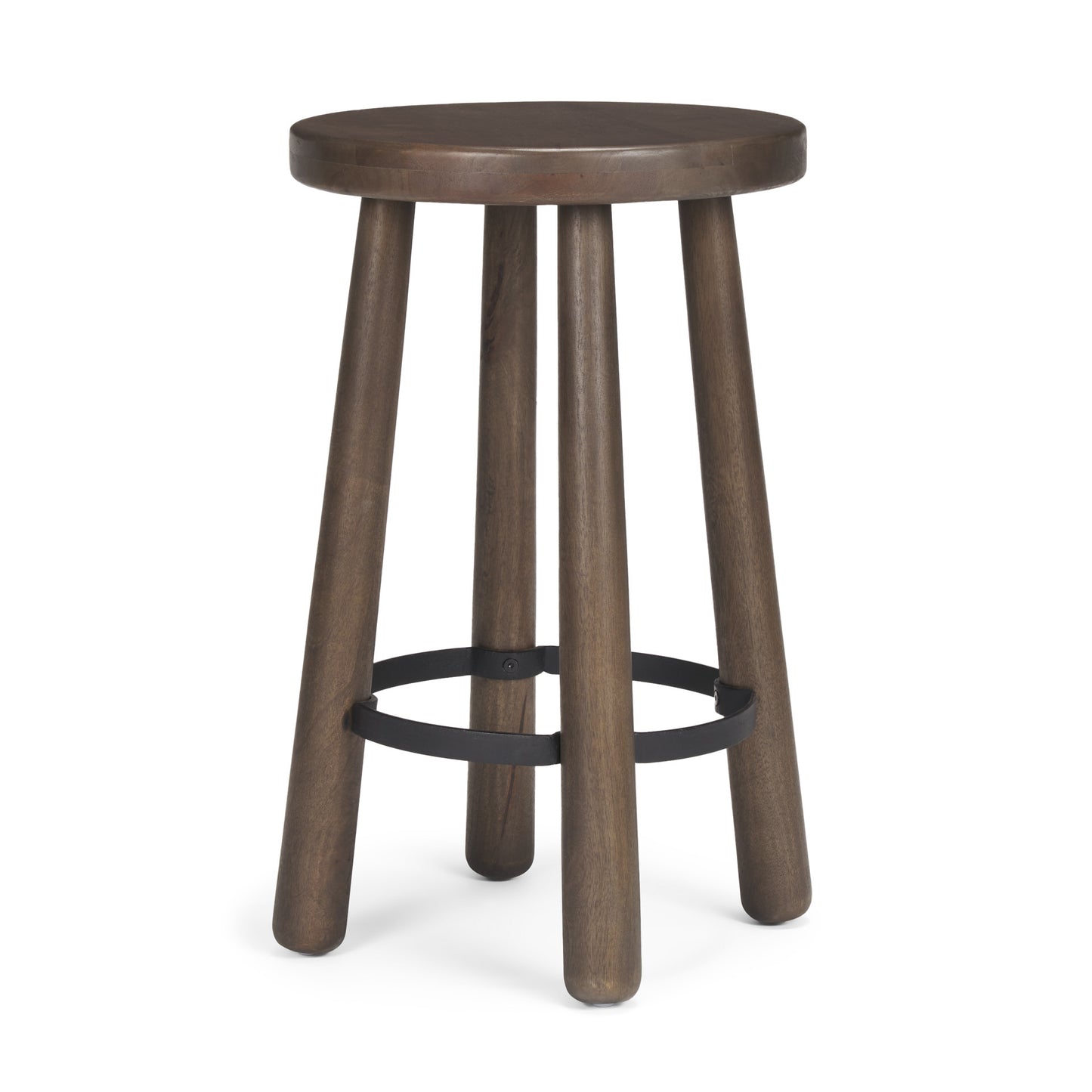 Weldon Dark Brown Wood w/ Matte Black Metal Counter Stool