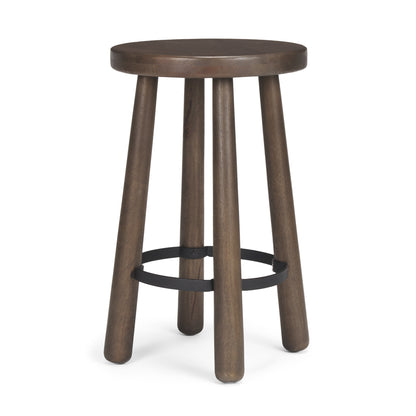 Weldon Dark Brown Wood w/ Matte Black Metal Counter Stool