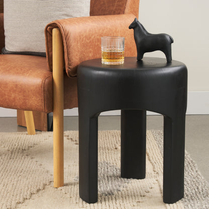 Riya Solid Black Wooden Stool