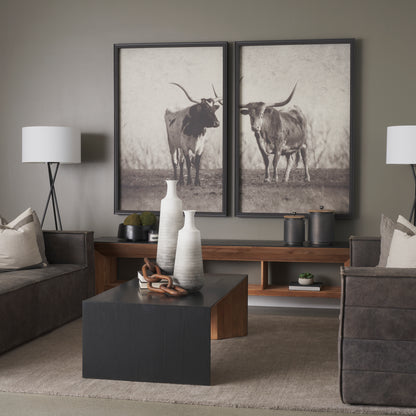 Toru Medium White w/ Grey Ombre Metal Vase