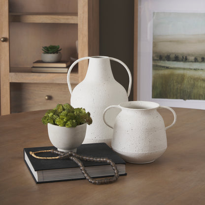Treva Small White w/ Black Speckles Metal Vase