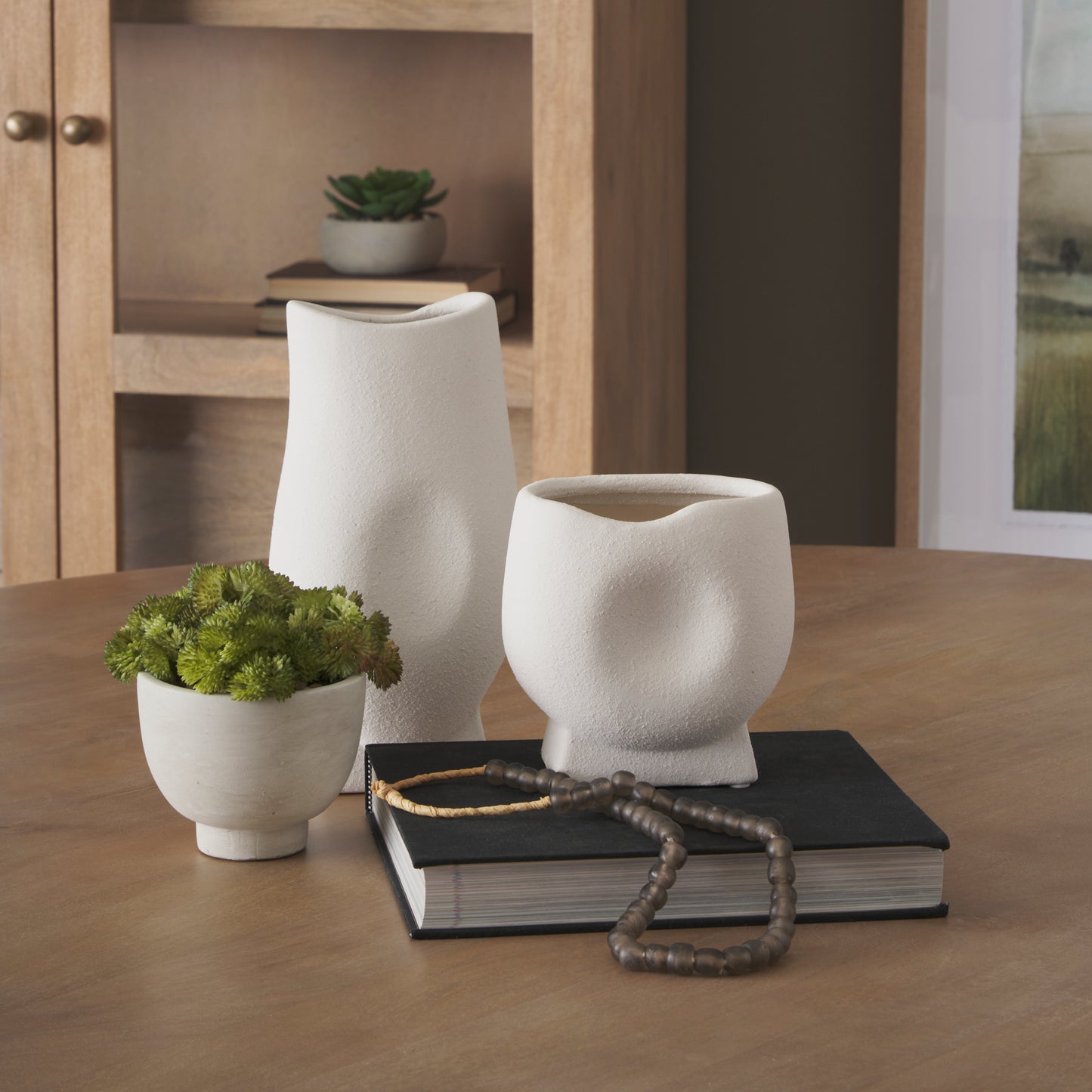 Darian Tall Textured Matte White Ceramic Vase