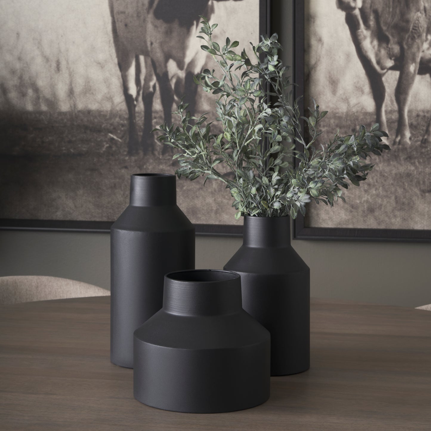 Tosca Small Matte Black Metal Vase