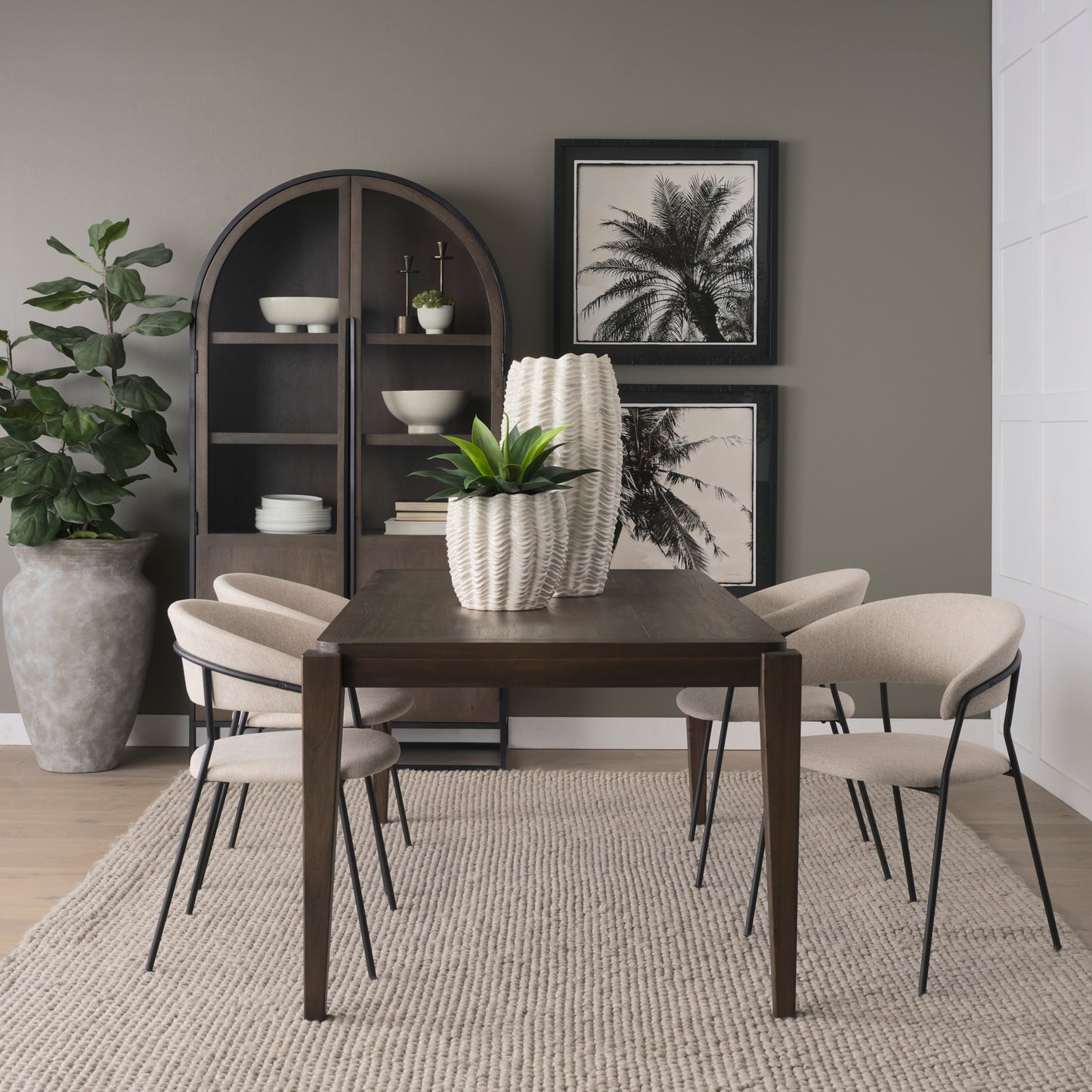 Velia Short Seashell Sculptural Cream Glazed Ceramic Vase