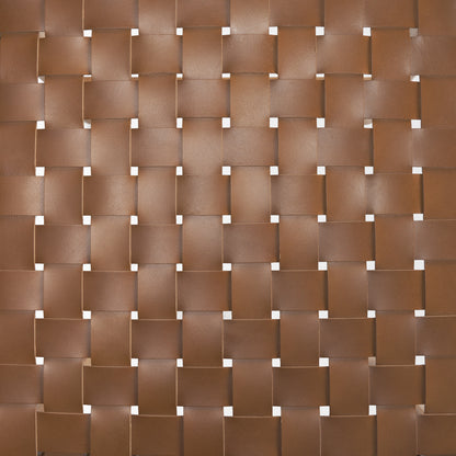 Shane Brown Wood w/ Woven Brown Leather Counter Stool