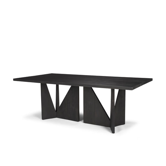 Tarro 84" Rectangular Textured Black Wood w/ Geometrical Base Dining Table