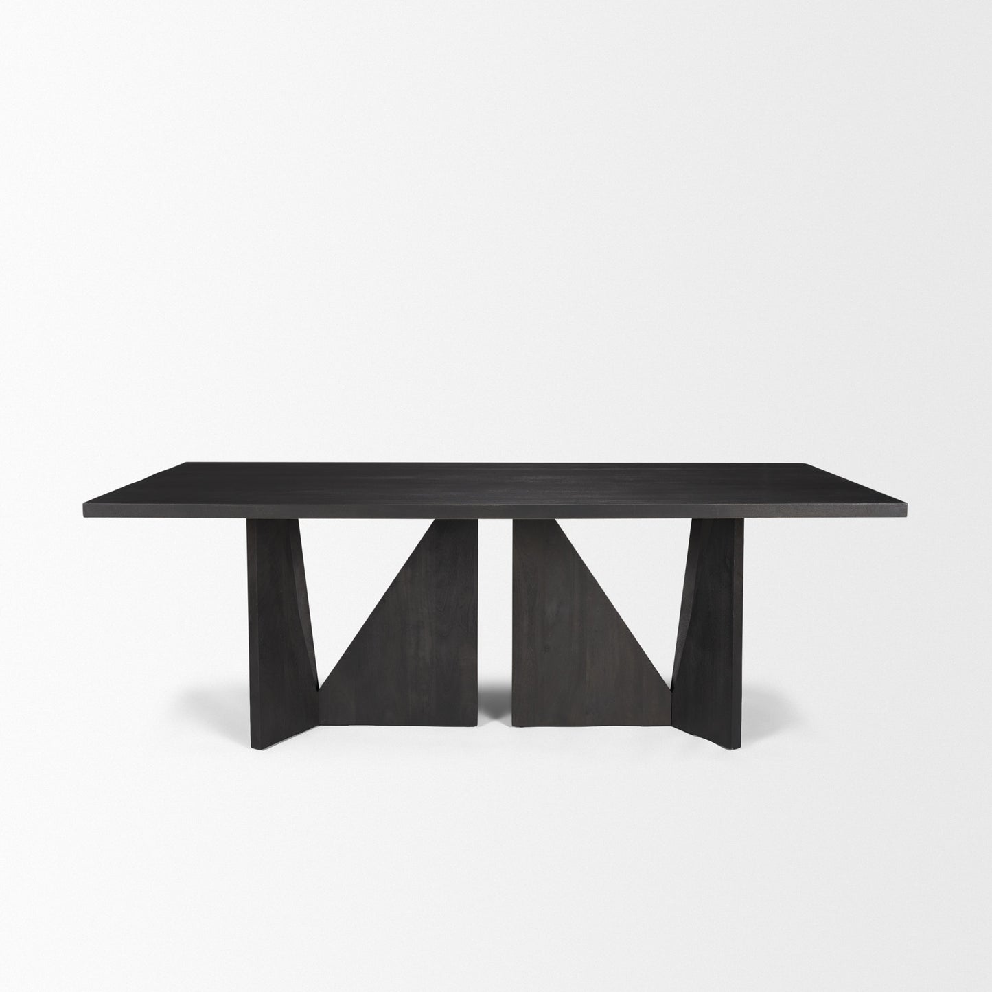 Tarro 84" Rectangular Textured Black Wood w/ Geometrical Base Dining Table