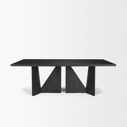 Tarro 84" Rectangular Textured Black Wood w/ Geometrical Base Dining Table