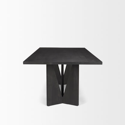 Tarro 84" Rectangular Textured Black Wood w/ Geometrical Base Dining Table