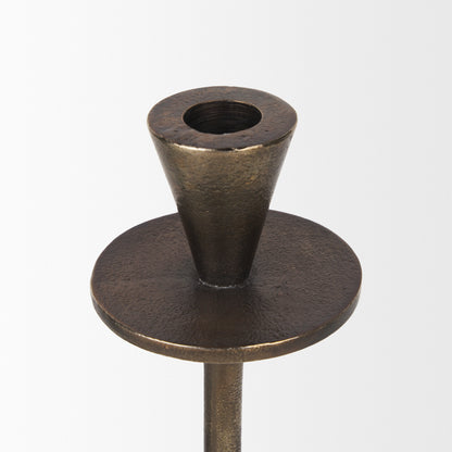 Petria Antiqued Gold Textured Metal Taper Candle Holders