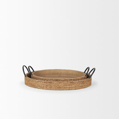 Wheaton Light Brown Wood w/ Natural Jute Serving Trays