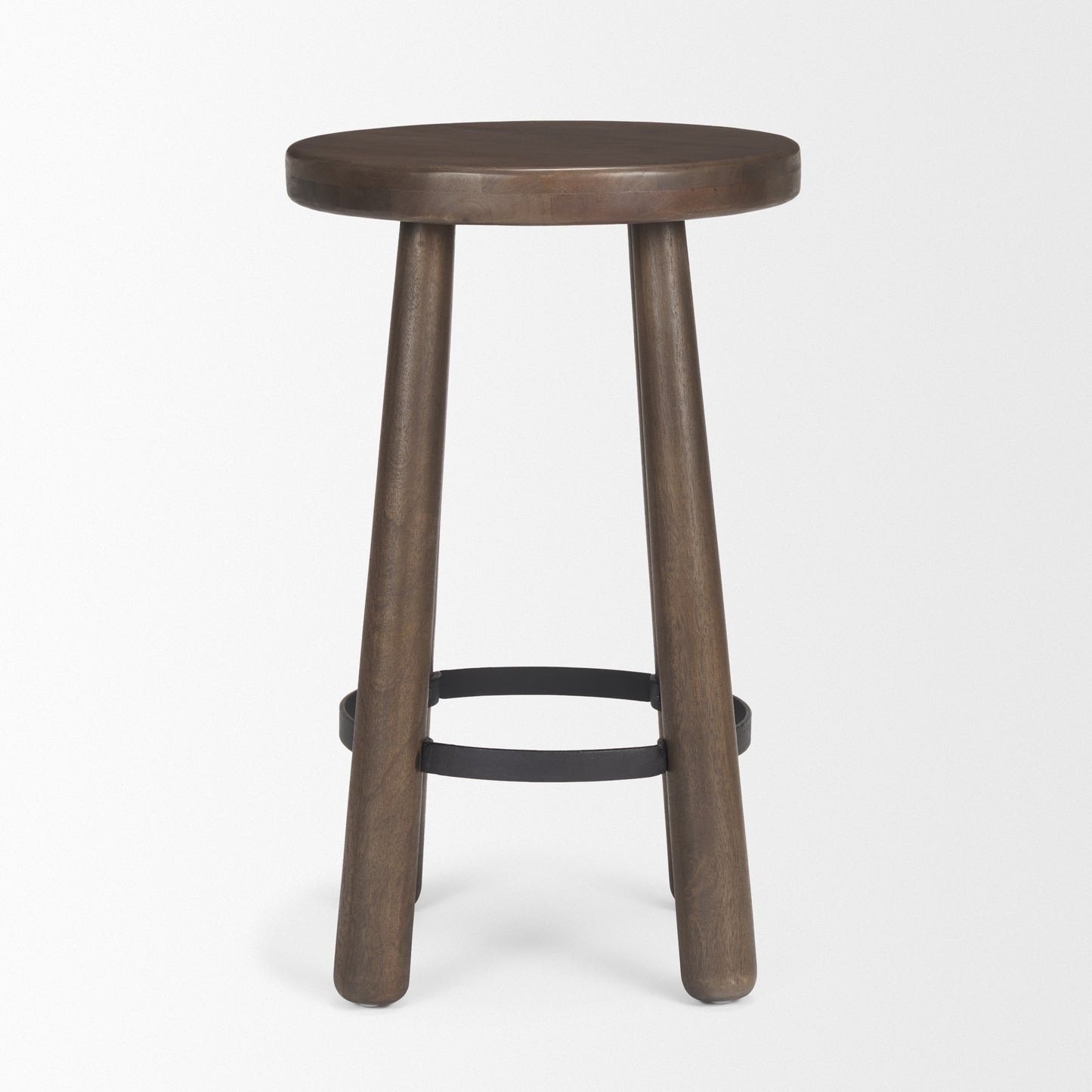 Weldon Dark Brown Wood w/ Matte Black Metal Counter Stool
