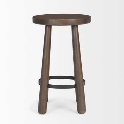 Weldon Dark Brown Wood w/ Matte Black Metal Counter Stool